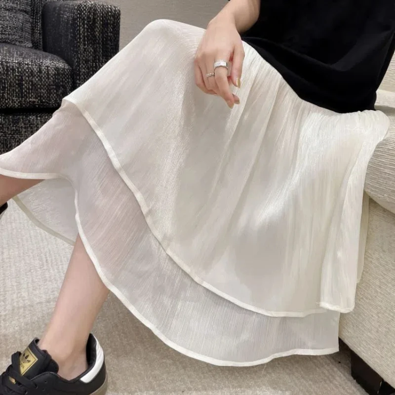 Summer Dresses for 2025 Loose Asymmetrical Patchwork Mesh Lady Vestidos Heavy Diamond Black T-Shirt Dress Female Robe KE6671