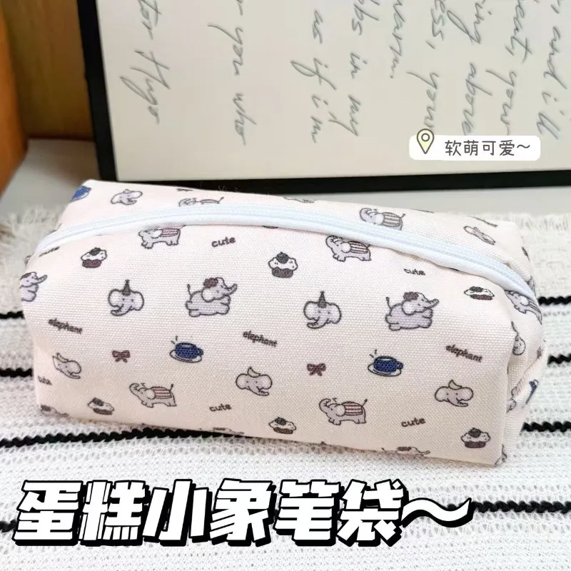 Back‑to‑School Student Storage Pouch, Cake‑Elephant Large‑Capacity Pencil Bag for Stationery Organizer Portable Makeup Bag