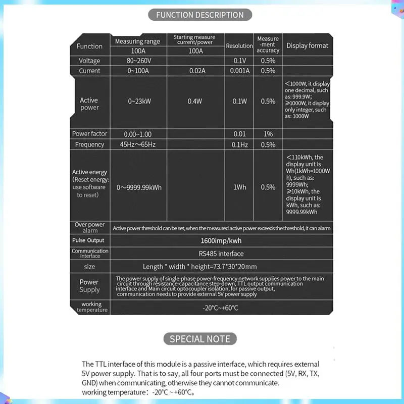 N93R 2X 100A PZEM 004T バージョン電力計 + オープン CT Kwh メータボルトアンプ電流テストモジュール Arduino TTL COM2/COM3/COM4