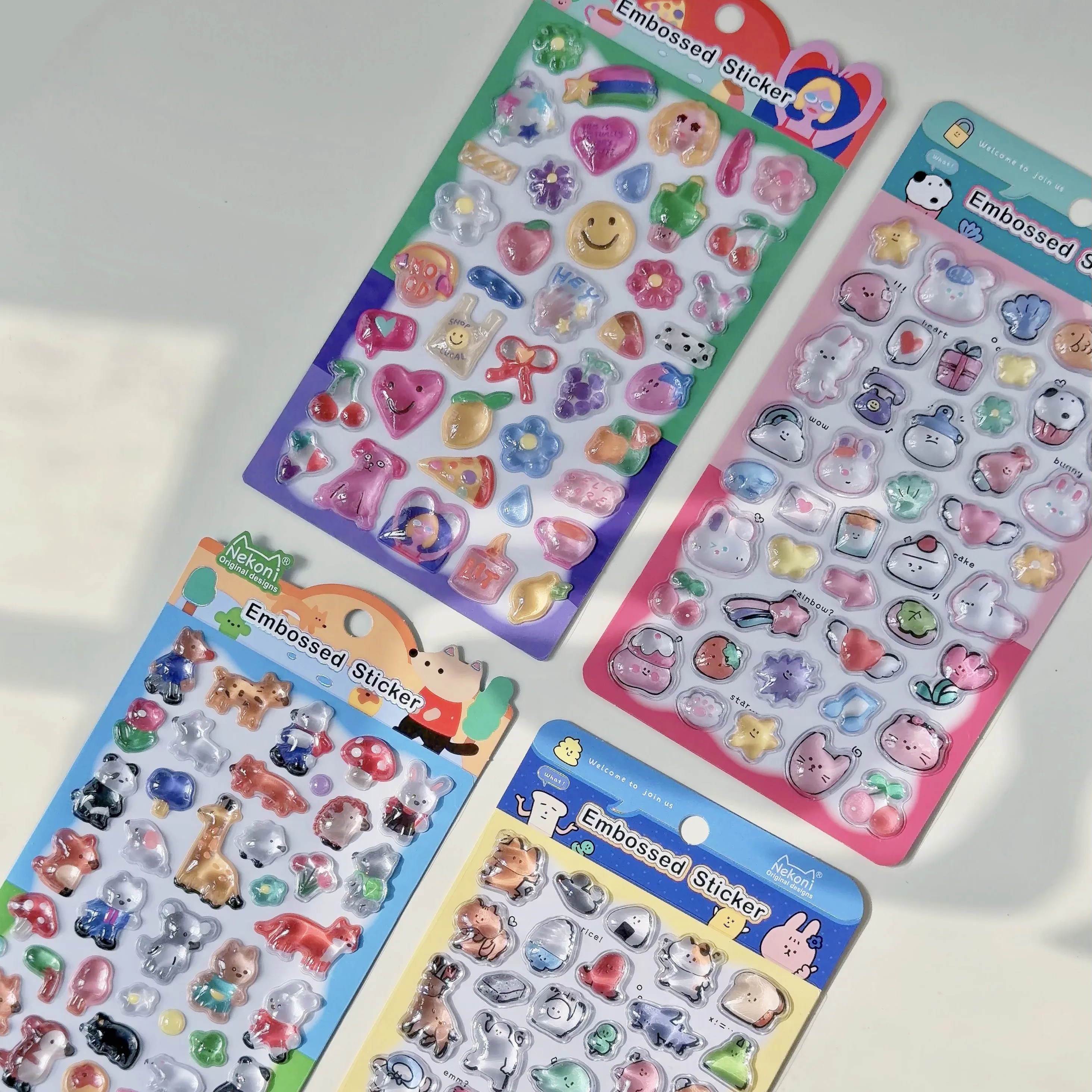 Nekoni Cartoon Fashion 3D Relief Crystal Sticker Scrapbooking Diy Journaling Diary Stationery Sticker School Supplies Gift