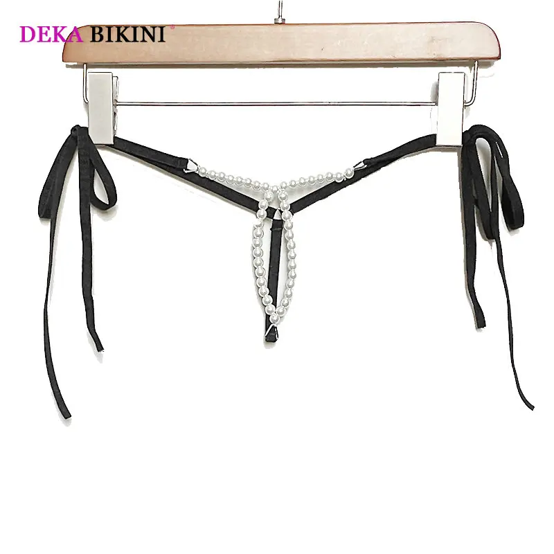 DEKA Women\'s Panties Swimming Open Crotchless Pearl Mini Micro Bikini Thongs G-Strings Swimsuit Briefs Exotic Lingerie Underwar