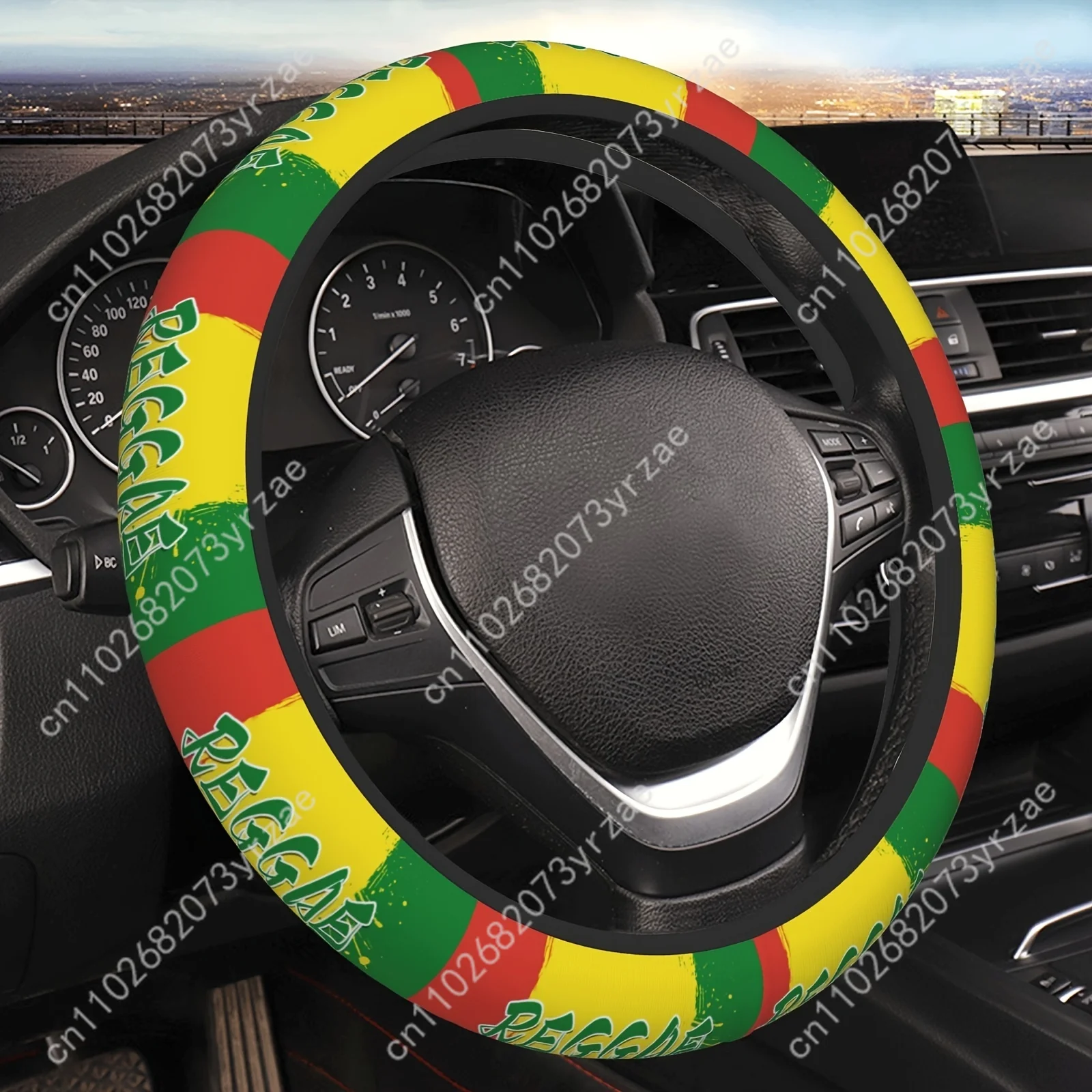 

Jamaica Reggae Music Car Steering Wheels Cover Universal Type Environmental Friendly Comfortablenon-slip Steering Wheel Wrap