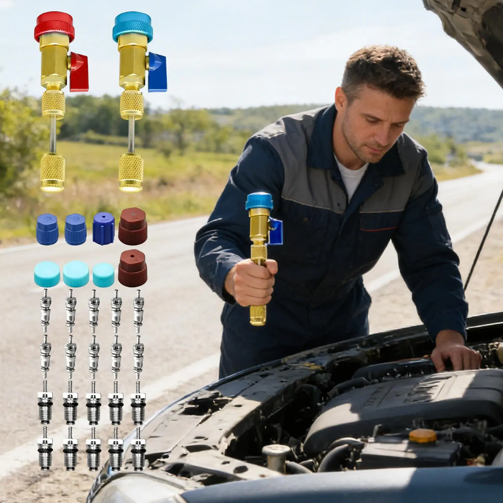 

Инструмент для снятия вентилей автомобильных шин, противоскользящий, для систем ОВКВ и кондиционирования, набор для быстрого ремонта шин и кондиционеров