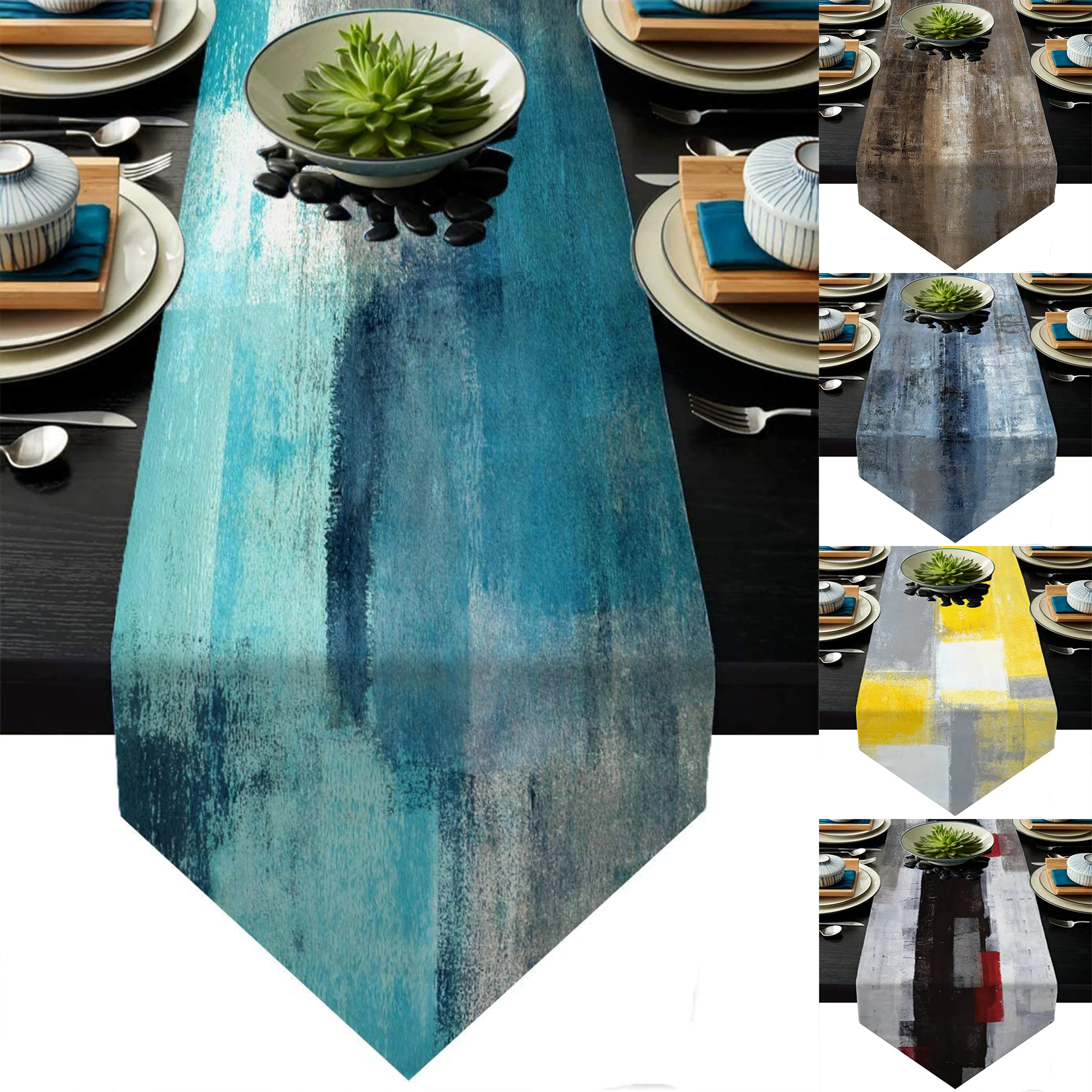 Geometry Style Table Runner Abstract Modern Art Dresser Tablecloths Runners Farmhouse Style Dinner Home Rectangular Tablecloths