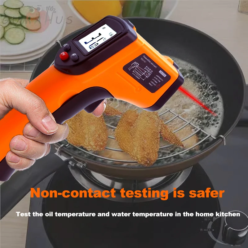 الليزر درجة الحرارة بندقية ميزان الحرارة بالأشعة تحت الحمراء الاستشعار يده عدم الاتصال IR LCD البيرومتر الصناعي الرقمية شواء ميزان الحرارة400 ° ج #6