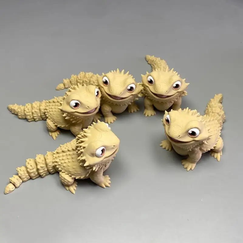 3D Printed Cute Bearded Dragon Figurine Lizard Statue Desktop Ornament Reptile Lover Gift Home Decor Animal Collection Craft