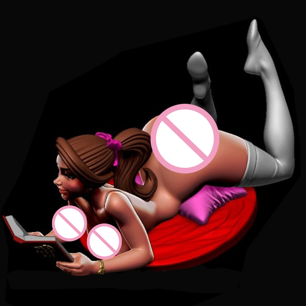 1:24 Sexy Reader Meisje NSFW 3d Print Hars Speelgoed Kit Gk Ongeverfd Beeldje WaiFu Diy Ongemonteerd Standbeeld Figuren Model Speelgoed