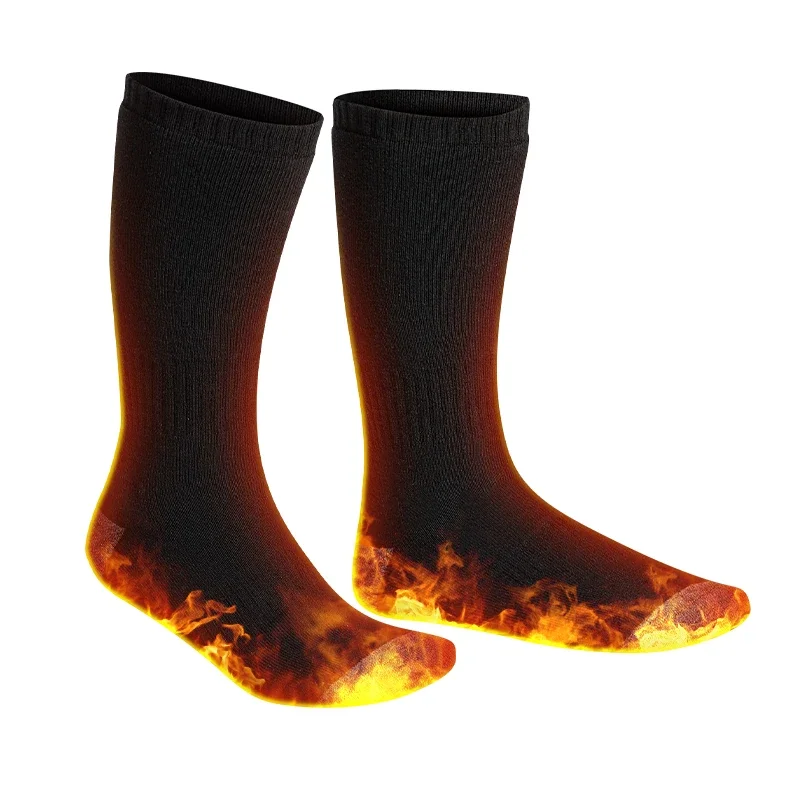 Customized Labels Sock USB Rechargeable Smart Heated Sock Drop Shipping Winter Black Knitted Sports heated ski socks