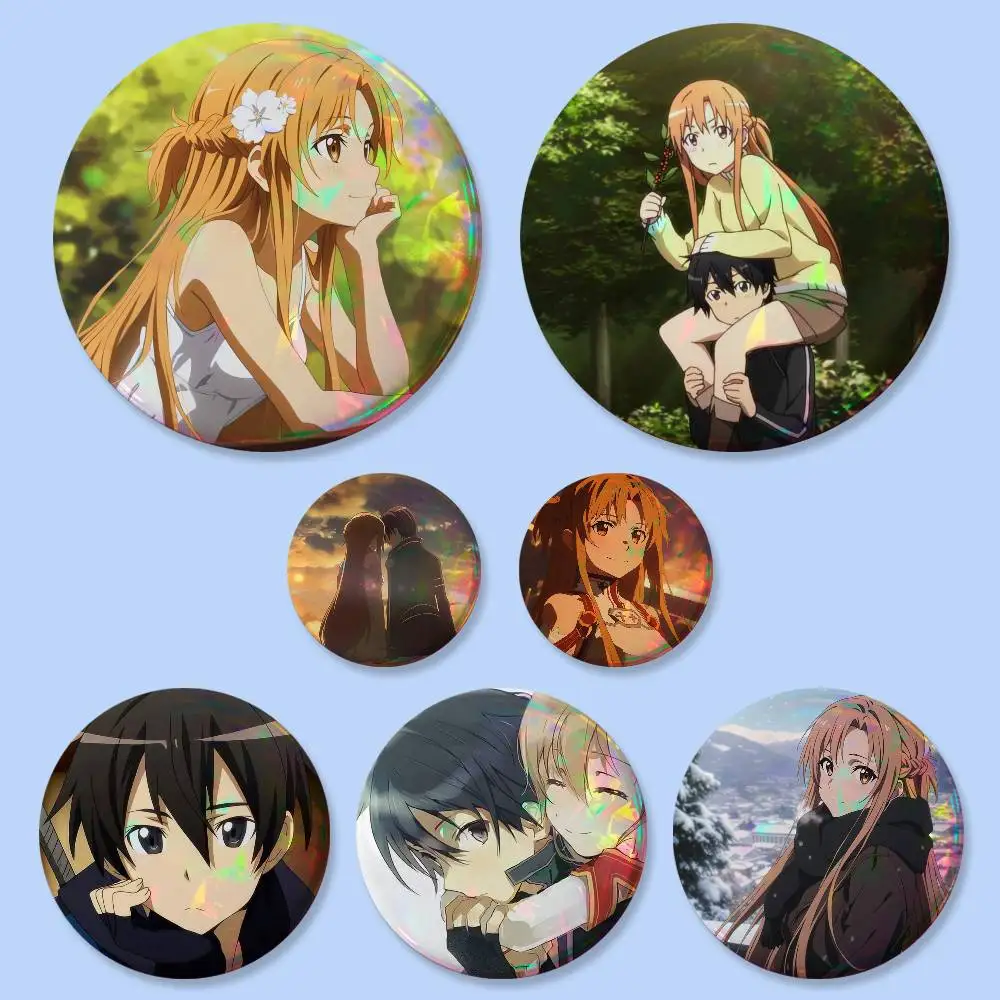 Insignias de Dibujos Animados de Sword Art Online, 25, 32, 44, 58, 75 mm, Redondas, para Cosplay, Decoración de Bolsos, Regalos para Fans, Coleccionistas, Amigos, Broche, Souvenir