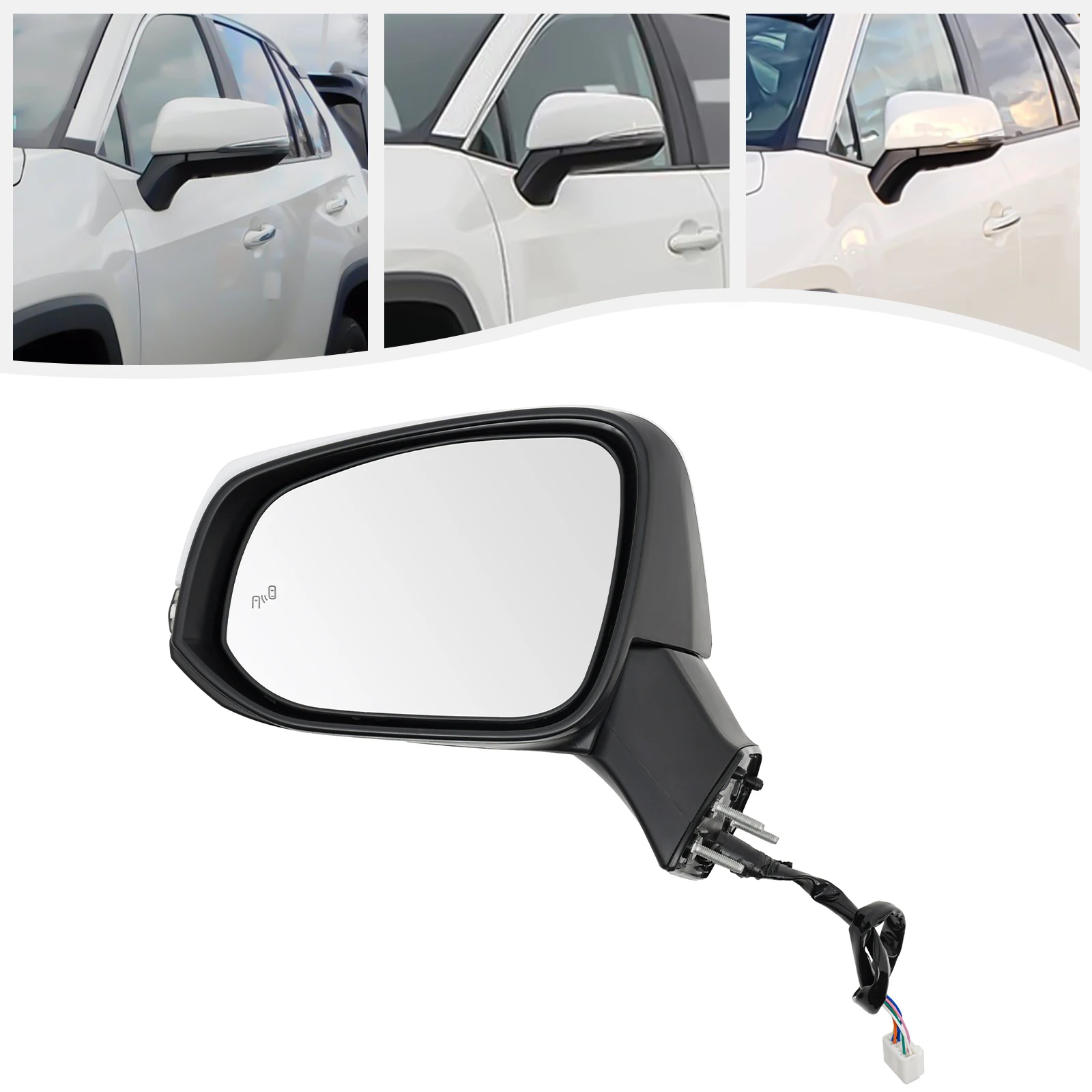 Car Side Mirror, Left Side Power Heated BSM Side Mirror, Driver Side Mirror 8 Pin Fit for 2019-2024 Toyota RAV4, Car Accessories