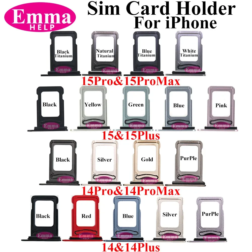 10pcs Dual / Single Sim Tray Card Holder Slot for iPhone 15 Plus 14 Pro 12 13 11 Max X XR XS Sim Nano Adapter Drawer Fix Par