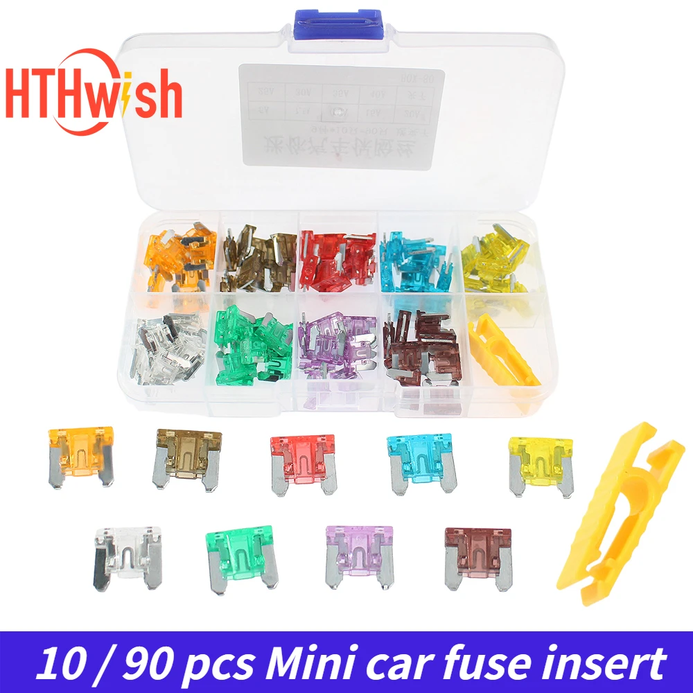 10PCS/90PCS Mini Car Fuse Inserts Kit With clip 5A/7.5A /10A/15A/20A/25A/30A/35A/40A Assorted Amp Ratings