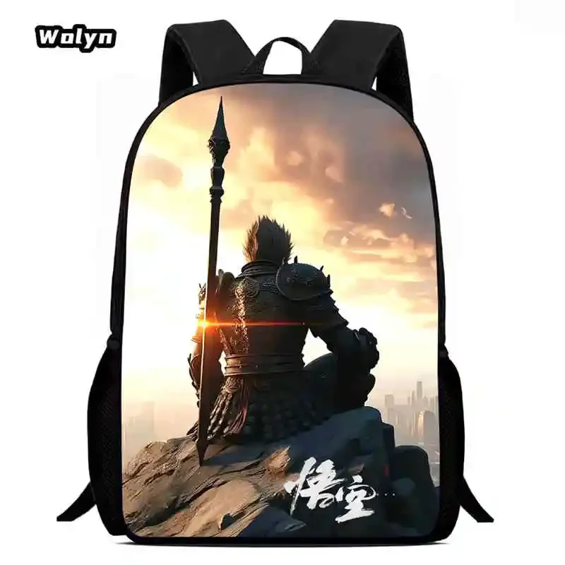 

Cartoon School Backpack for Boys Girls,Black Anime Myth Wu-King Child Backpack for School,Light Weight School Backpack for Kids