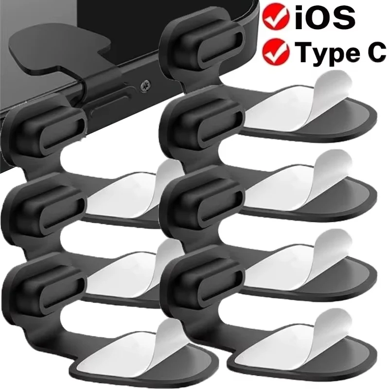 

6pcs Type C/8pin Anti-Lost Dust Plug Silicone Detachable Charge Port Protector Cover Dustplug For iPhone Xiaomi Huawei Accessory