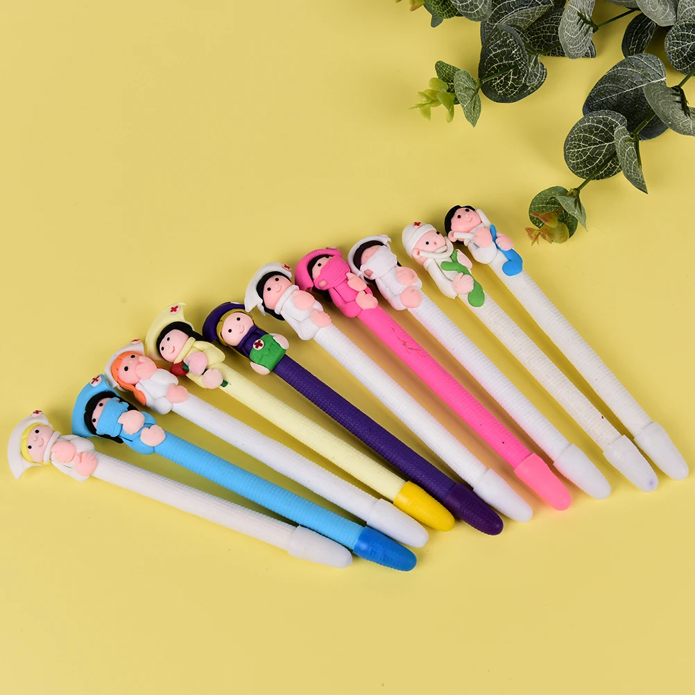 Polymer Clay Ball Ballpoint Pen, Papelaria Criativa, Caráter, 5pcs