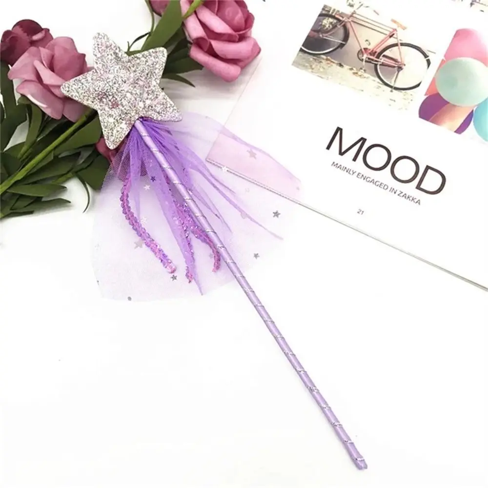 งานแต่งงาน Dreamlike Star Fairy Wand Five Pointed Star Girls Wand Princess Wand พลาสติกเด็กที่มีสีสัน Stick Wand Cosplay Props