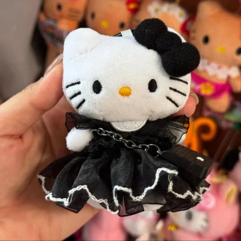 2025 Sanrio Doll Toys Keychain Kawaii Hello Kitty Black Dress Children Pendant Keyring Women Bags Keychains Girls Christmas Gift