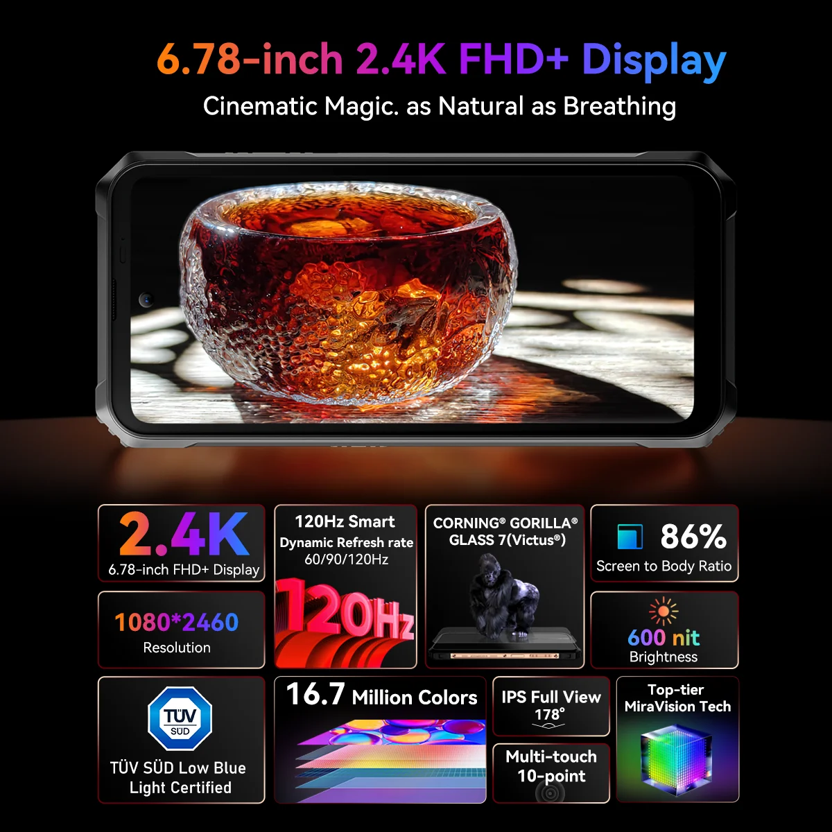 Oscal Blackview Bl9000 Pro, 5G Robuuste Smartphone 6.78 ''2.4K Fhd 36Gb (12 24) 512Gb Flir 8800Mah 120W Android 14 Mobiele Telefoon Nfc