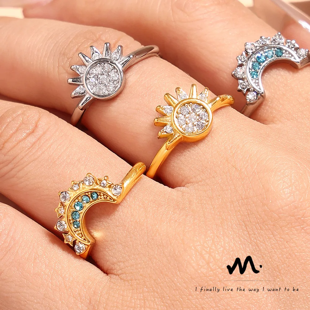 

MODOMA 2025 New Trendy Stainless Steel Ring For Women Luxury Brand Zircon Jewelry Engagement Gold Plated Rings Party Accessories