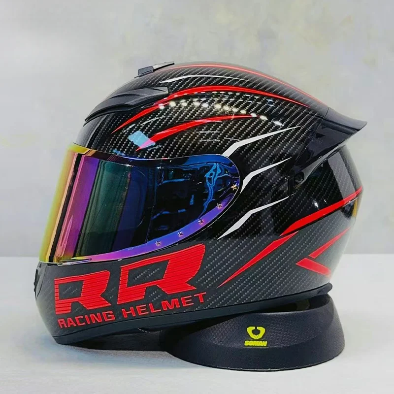 High-Definition Graphic Dynamic Dual R Full Face Motorcycle Helmet for Men Women City Commuting with Unique Artistic Designs