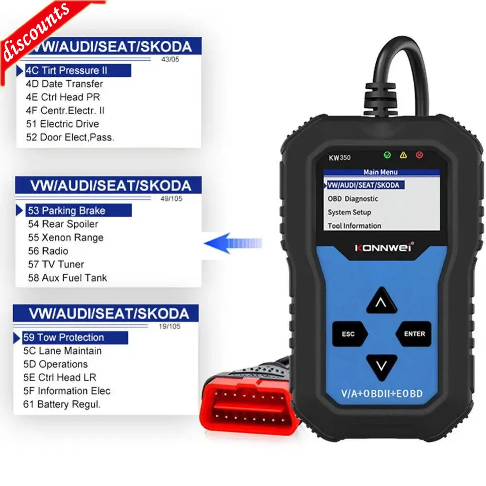 Kw350 Car Diagnostic Scanner Code Reader Locator Abs Brake System Transmission Case Engine Scanning Tool V007