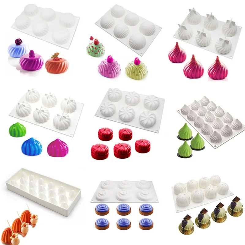 1PC Spiral Texture Silicone Cake Molds Mousse Dessert Baking Tools Soap Mould DIY Candle Mold Kitchen Bakeware