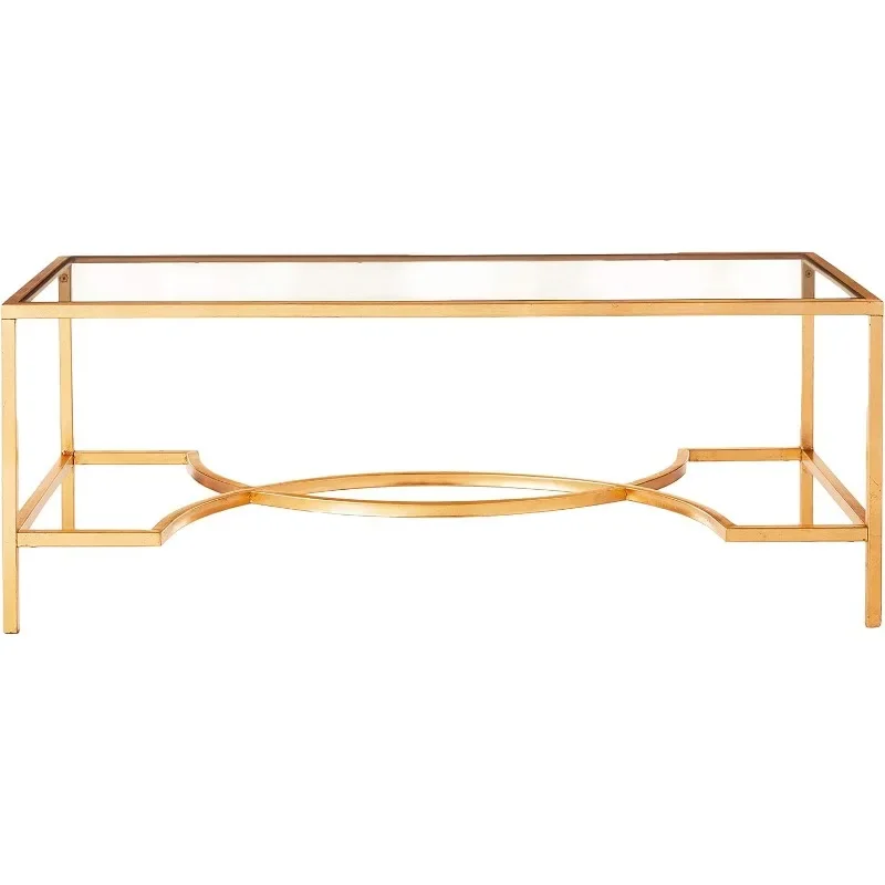 Coffee Table Crafted of Iron and Glass Perfect for A Living Room, Family Room, Den, Library, or Study