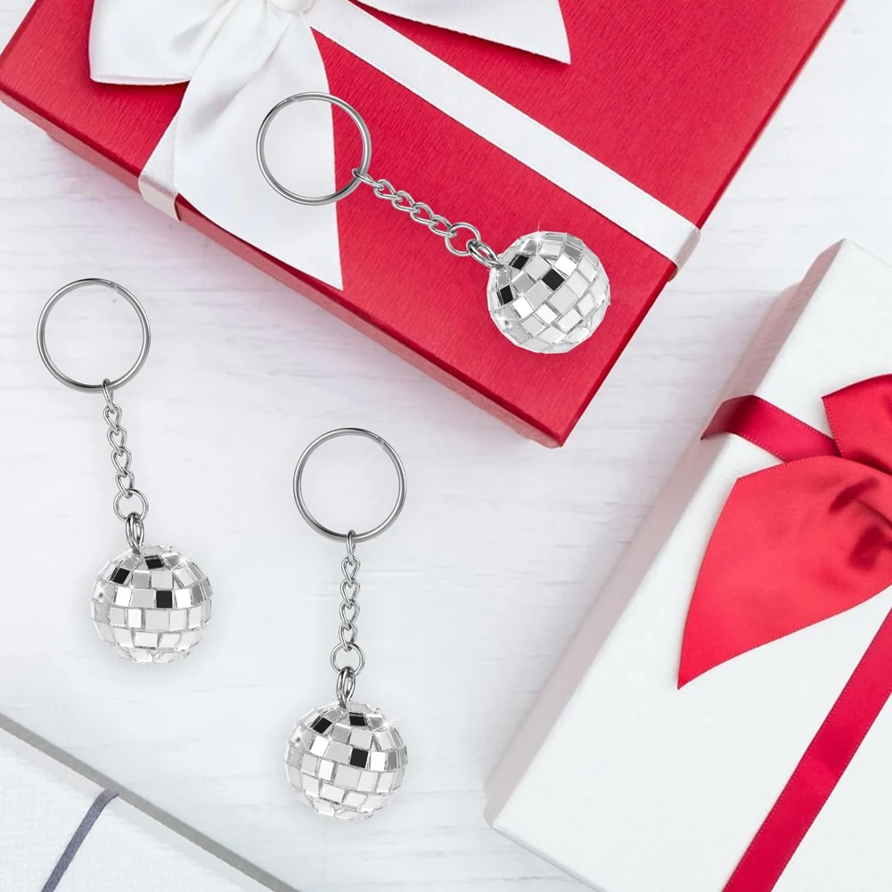 X11AA ديسكو الكرة المفاتيح، 24 قطع ديسكو الكرة حزب الحسنات المفاتيح 70S ديسكو المفاتيح الفضة كرة مرآة المفاتيح الكرة الطرف #5