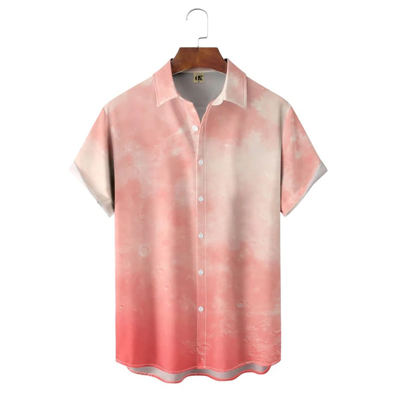 Men's Multi-Color Tie-Dye Short-Sleeved Shirt - Summer Casual, Loose, Breathable Vacation Cardigan with 3D Print Design