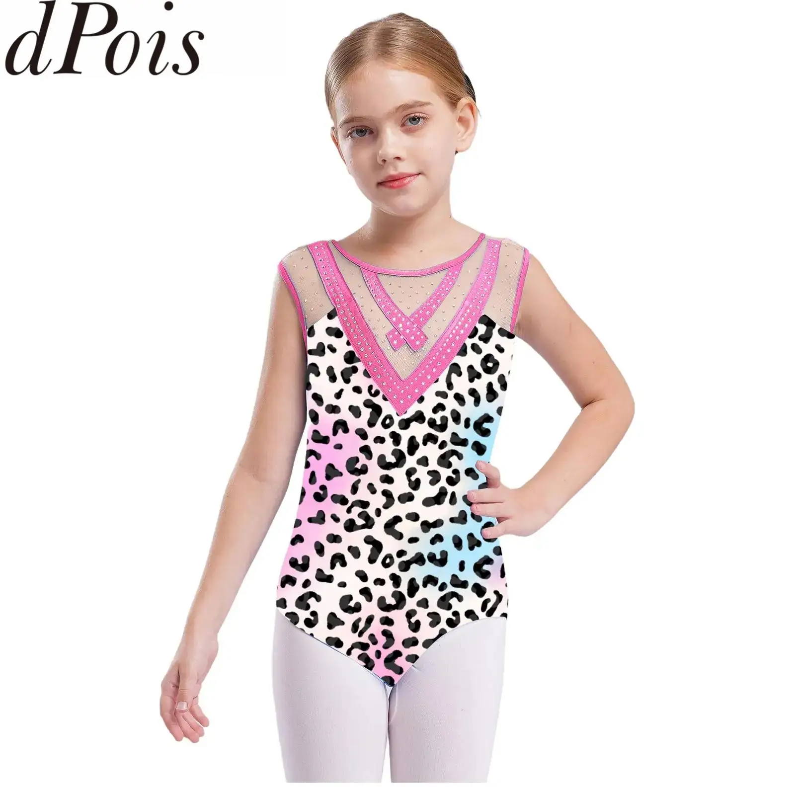 

Цельный купальник, летний пляжный купальник для девочек, балет, гимнастика, спортивные монокини, спортивная сетка, принт, стразы, танцевальное боди