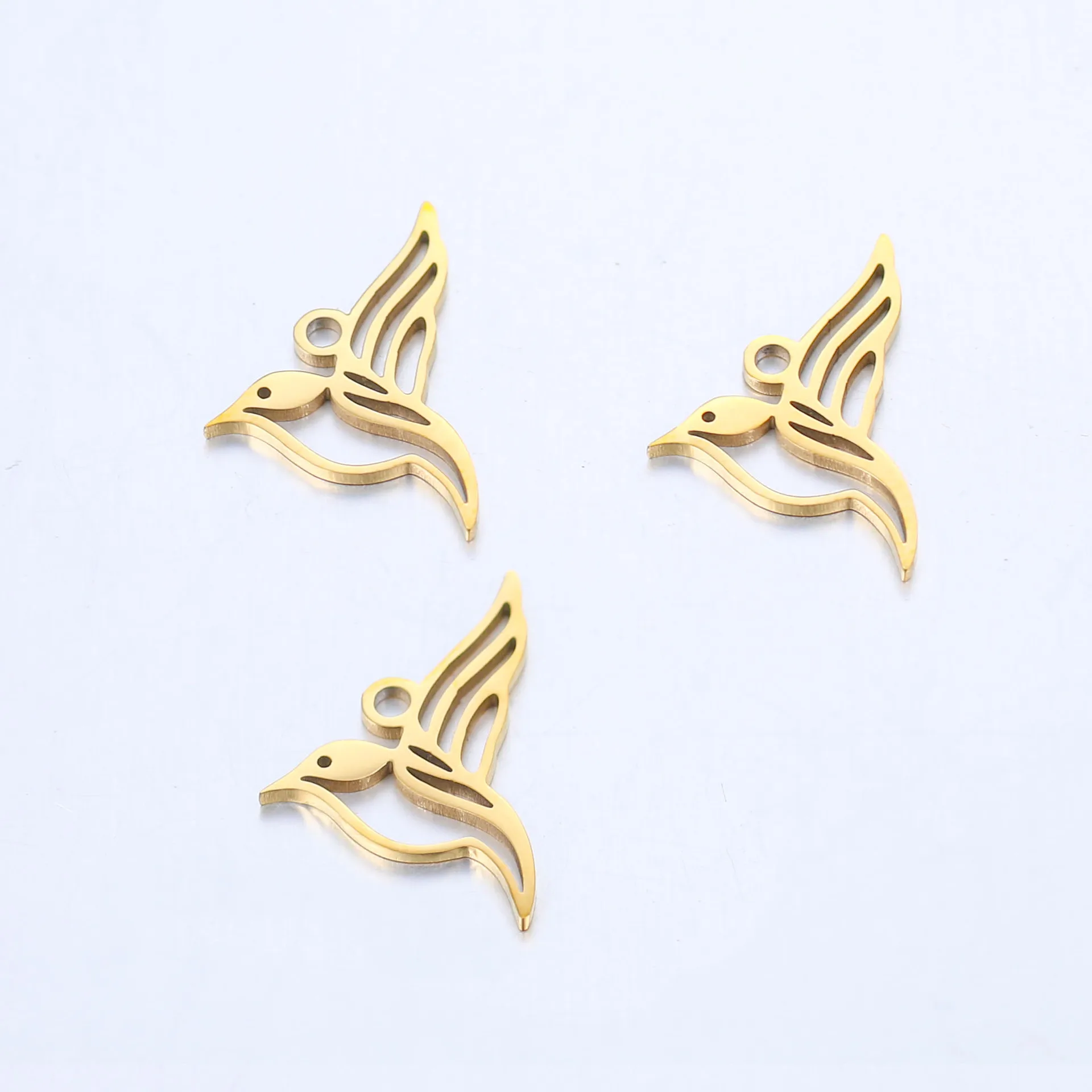 5pcs Stainless Steel Hummingbird Charms Hollow Out Bird Pendant For DIY Necklace Bracelet Earrings Jewelry Handmade Accessories