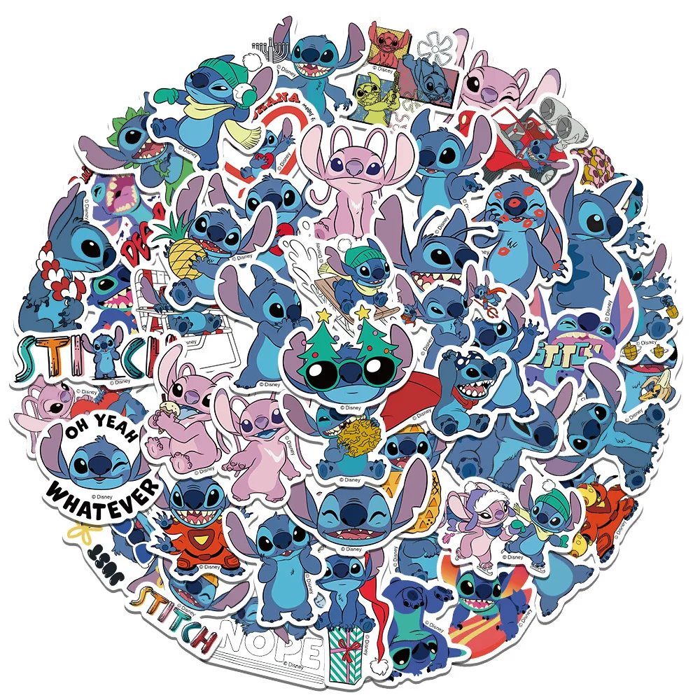 50pcs Disney Cartoon Kawai Stitch Stickers for Phone Laptop Diary Guitar Suitcase Graffiti Waterproof Sticker Decals Kids Toy