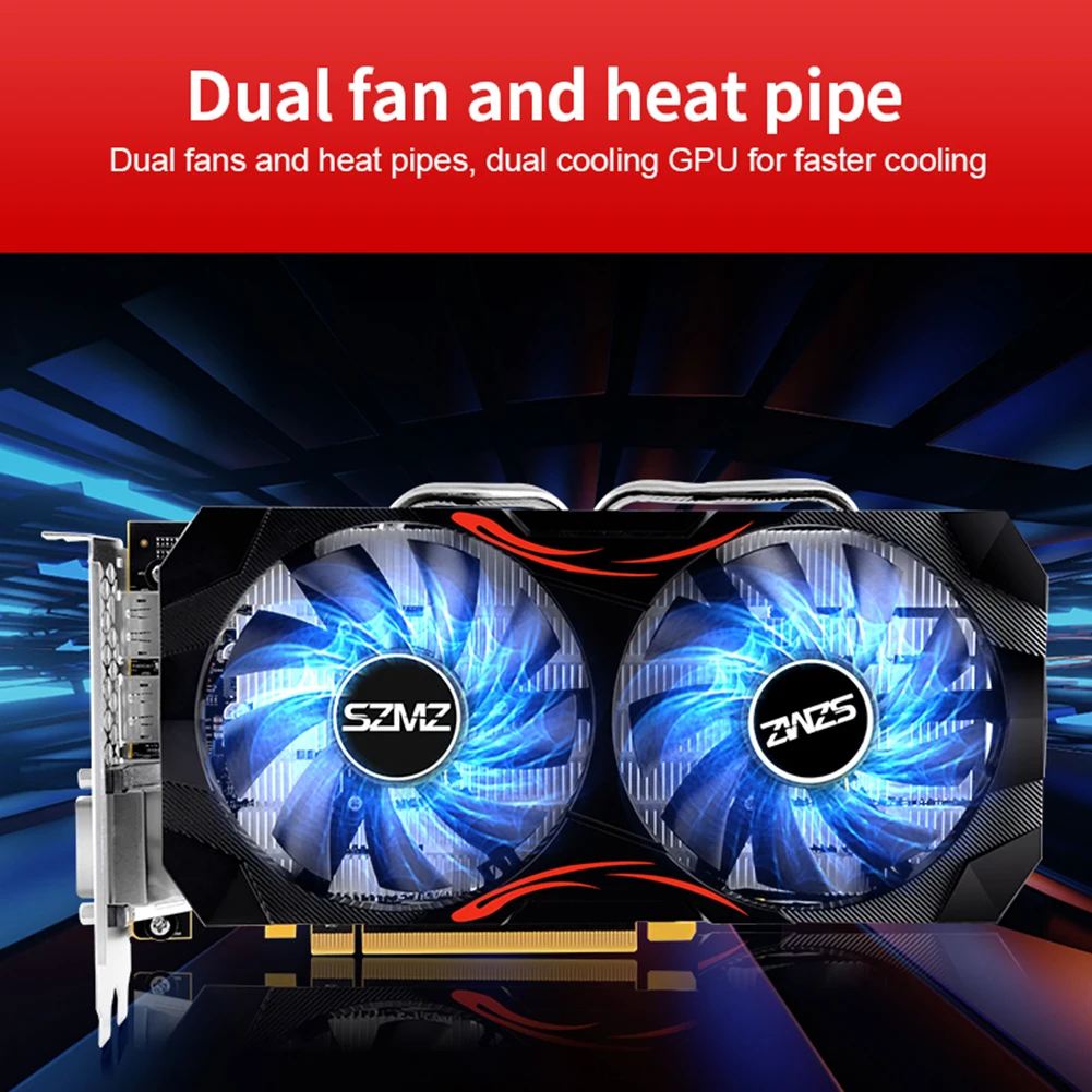 Видеокарта RX 580 с двойным вентилятором NVIDIA 8 ГБ, графическая видеокарта 1257 МГц 8Pin GDDR5, трубка радиатора для настольного компьютера