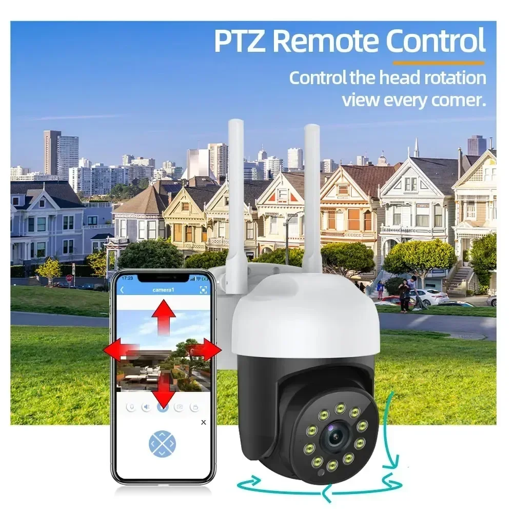 5MP Wifi TUYA DC5V cámara IP nube inteligente cámara IP PTZ con visión nocturna a Color WIFI cámara de videovigilancia de exterior para patio hogar