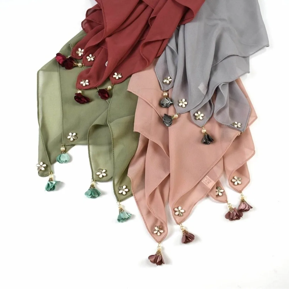 

Elegant 90*90CM Chiffon Hijabs Solid Color Square Shape Malaysia Foulard Wrap Style Breathable Women Head Scarf for Women