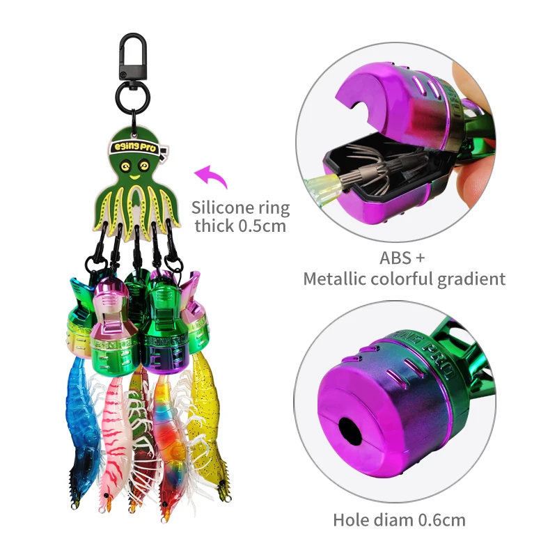 New Electroplating Squid Jig Bait Protector Kit M+ 6pcs Punk Color Webfoot Octopus Egi Hooks Cover Cuttlefish Umbrella Lure Cap view 4