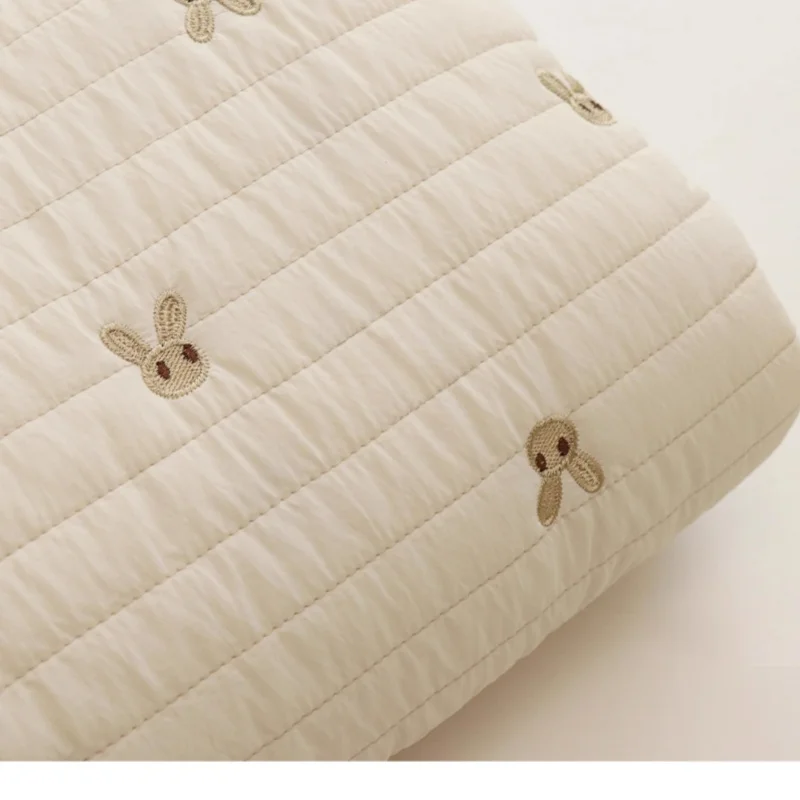 

ins Cute bunny embroidery quilted cotton clothing fabric Autumn and winter children's quilted vest dress diy handmade fabric