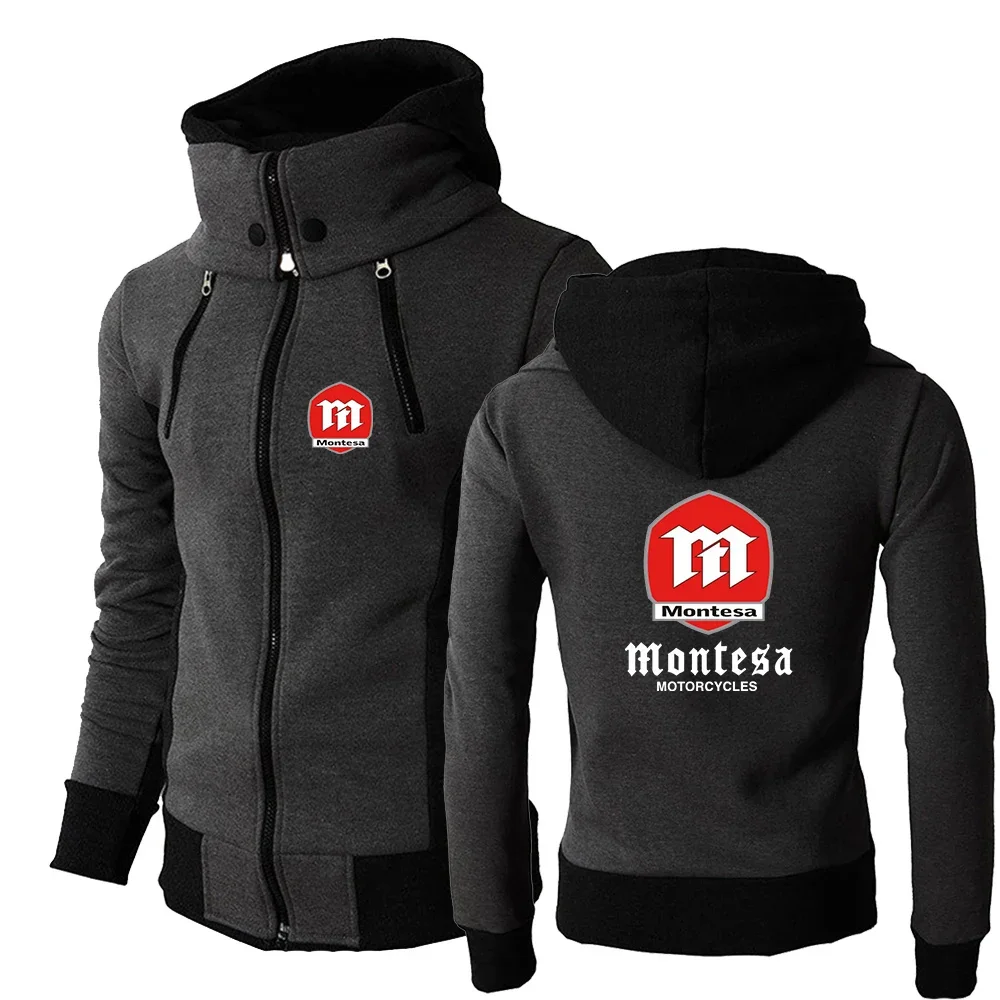 

2023 New Men Montesa Motorcycle Spring And Autumn Chest Double Diagonal Zipper Design Hoodie High-Quality Three-color Causal Top