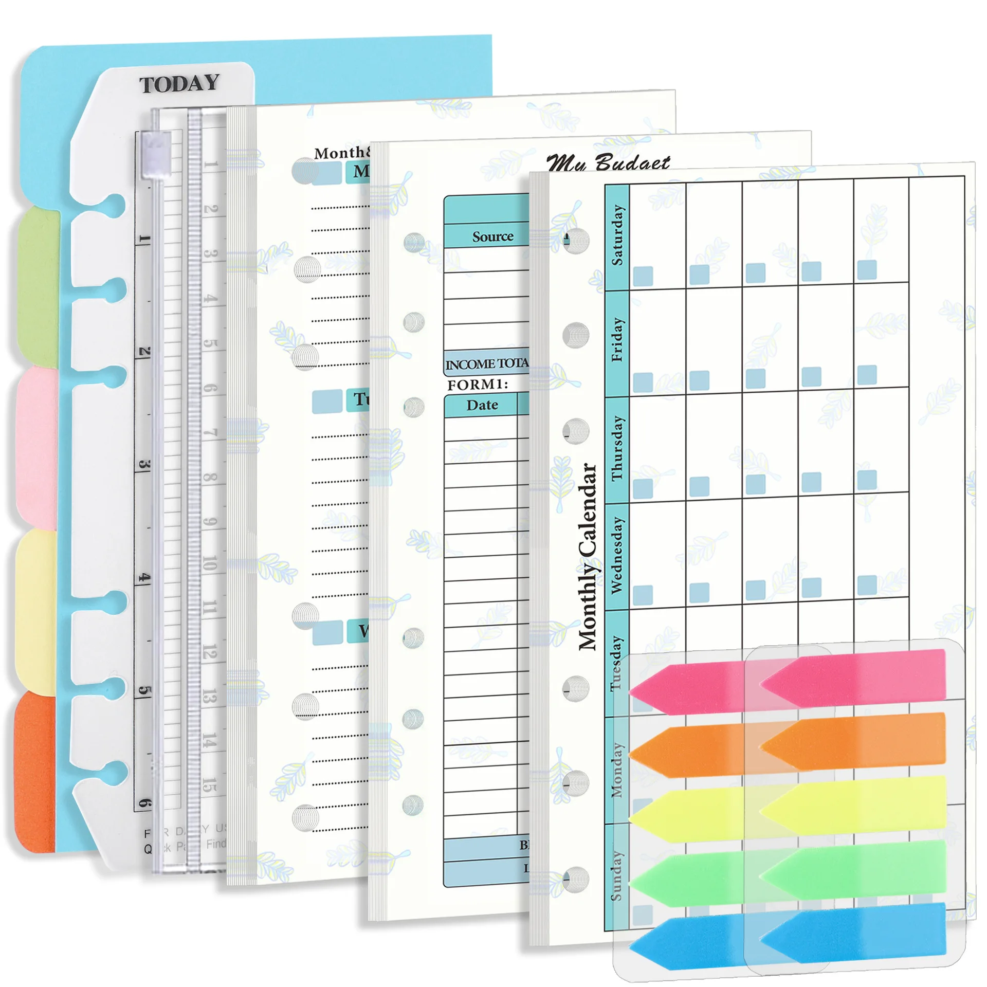 A6 Loose Leaf Notebook Refill Spiral Binder Inner Page Budget Page Weekly Monthly Inside Paper Stationery