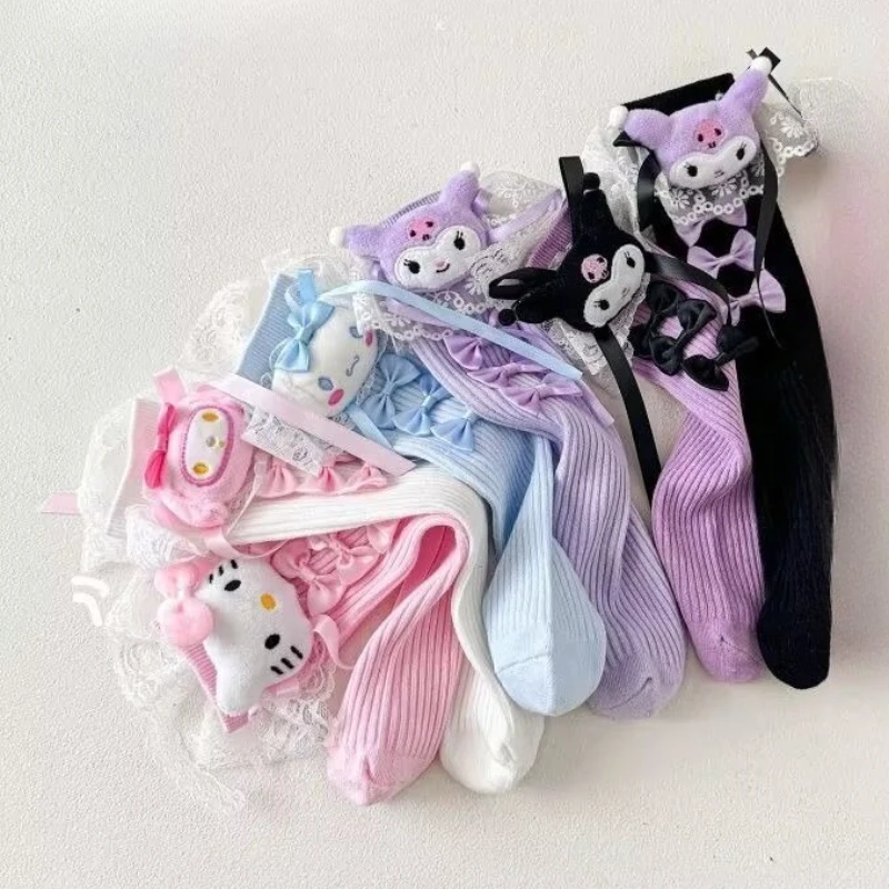 サンリオ ハローキティ マイメロディ クロミ ポムポムプリン アニメ二次元ロングソックス 女の子用 甘くて可愛いレースプリンセスソックス