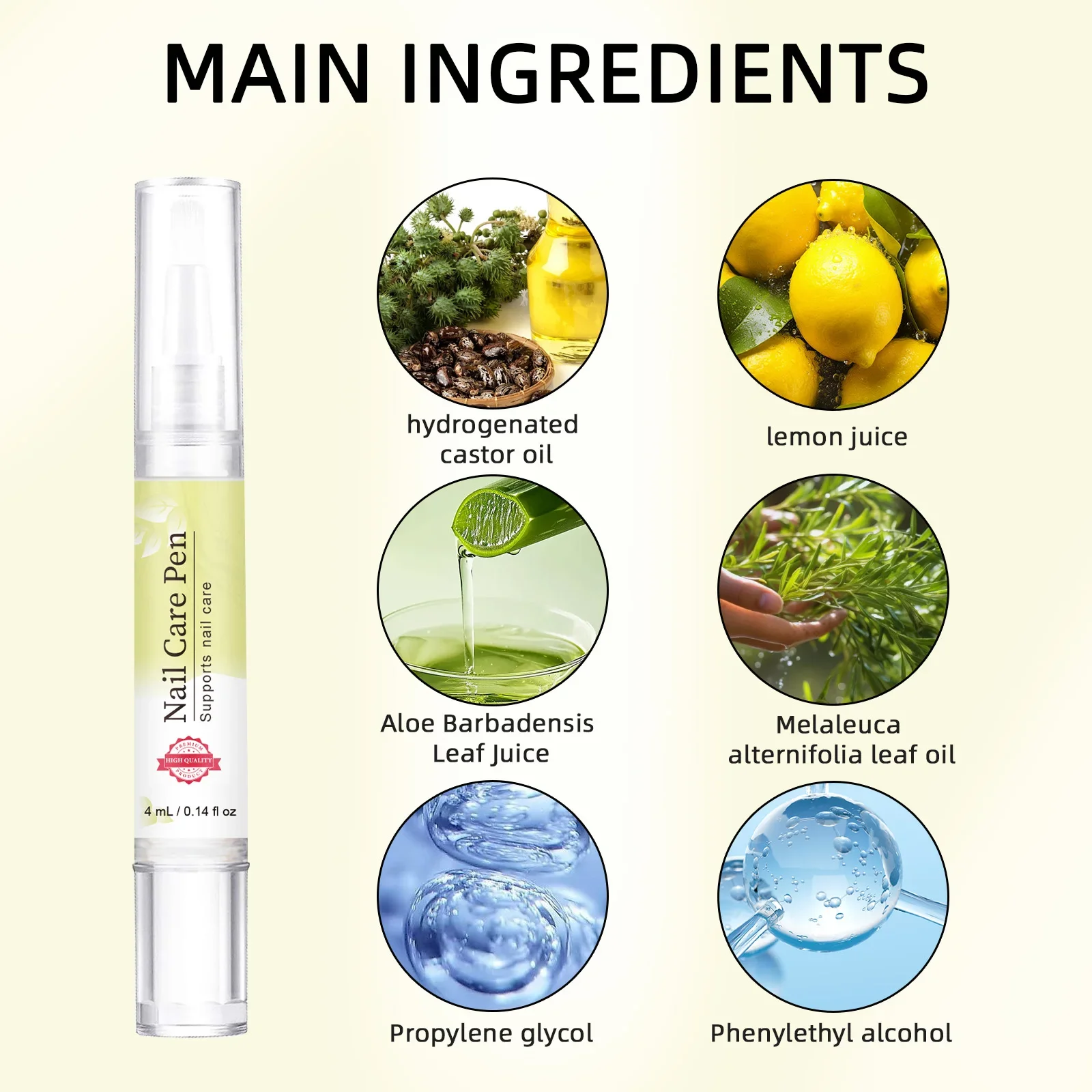 Nail Repair Care Pen 4ml - With Lemon Juice & Tea Tree Oil, Strengthens Brittle Nails, Reduces Discoloration Cuticle Moisturizer