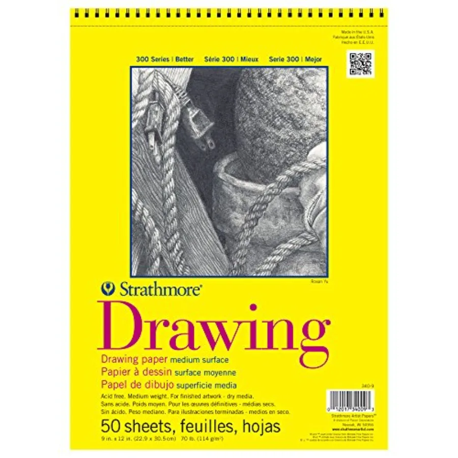

300 Series Wire Bound Drawing Pad, 70 lb. Drawing Paper, 9 X 12 Inch, White, 340-9