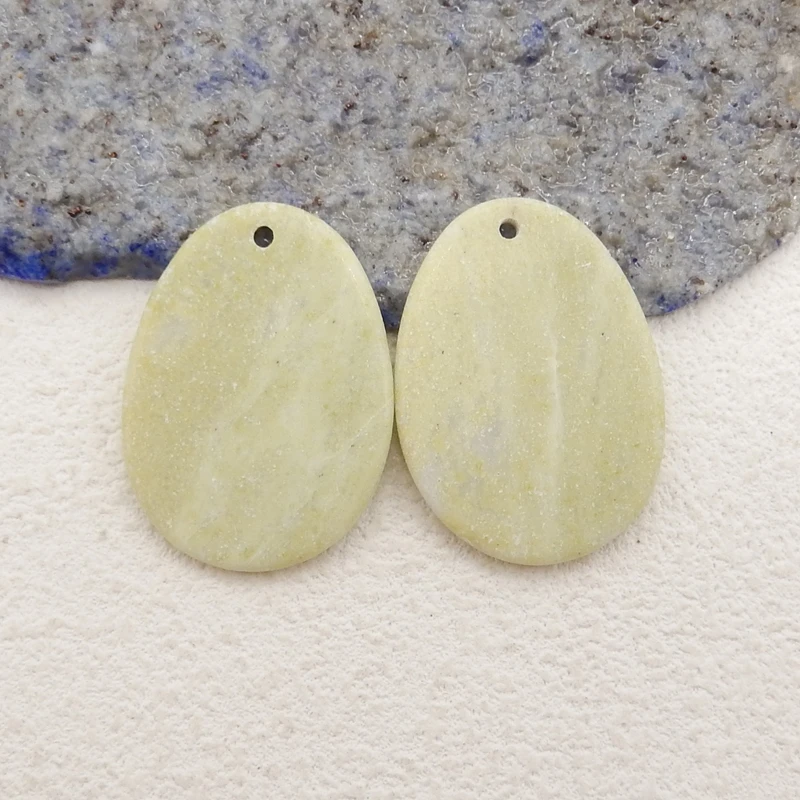 

Natural Stone Serpentine Earrings Beads Fashion Jewelry Accessories For Women 30x22x2mm 7g