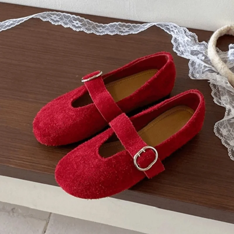 

Flats Women's Loafers Shoes Fashion Mary Janes Shoes Suede 2025 Autumn Elegant Dress Shoes New Brand Comfort Mujer Zapatillas
