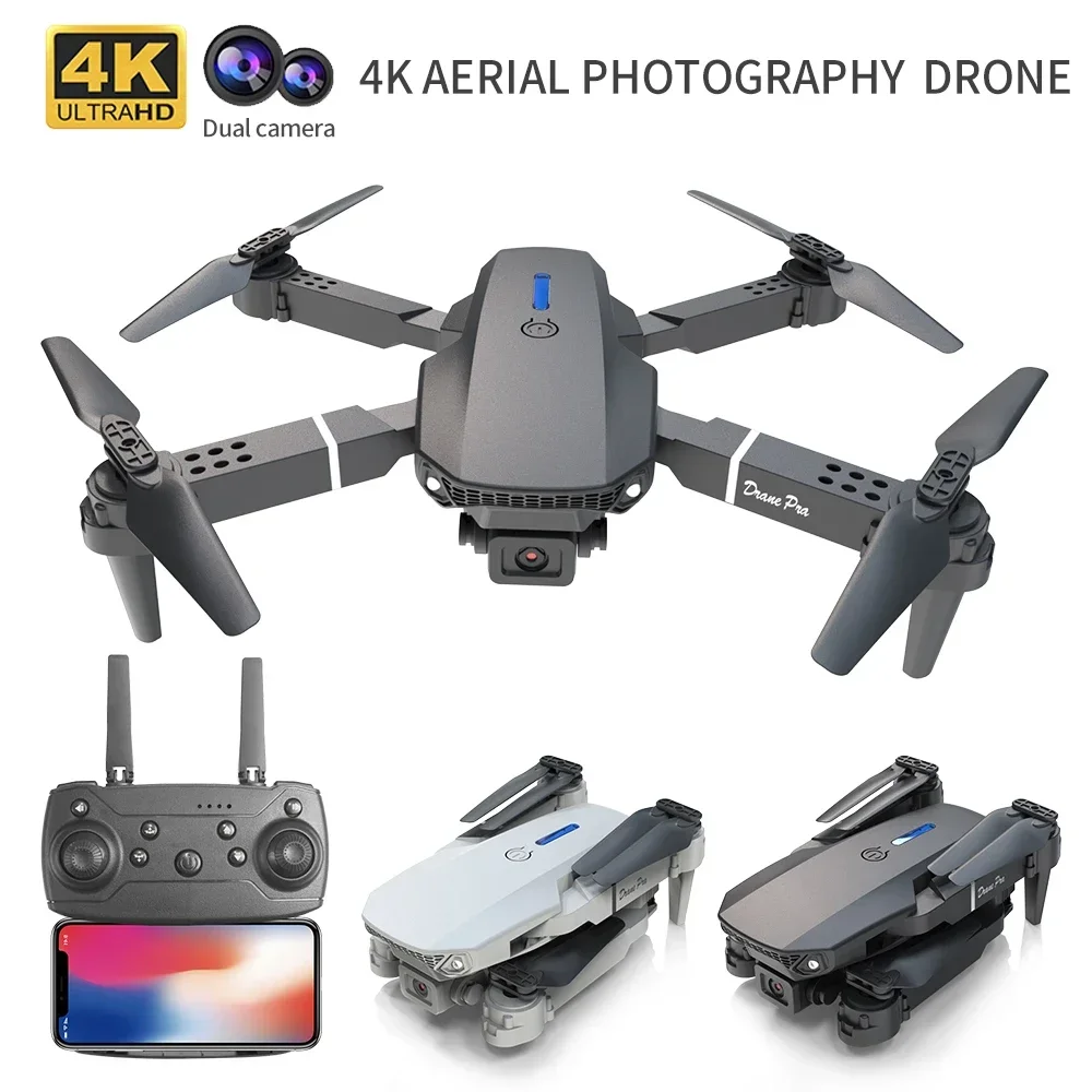2026 New E88 Drone Offers Foldable Design Big Screen 8K Dual Camera GPS Brushless Motor Obstacle Avoidance for RC Toys Gifts