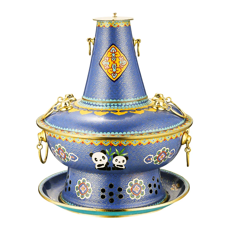 Old Beijing Hot Pot Oversized Thickened Pure Red Copper Handmade Cloisonne