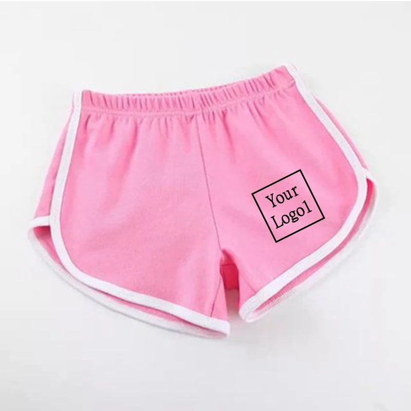 Custom Logo Women\'s Loose Elastic Waist Solid Shorts Female Fitness Sports Short Pants Home Leisure Beach Hot Pants Summer