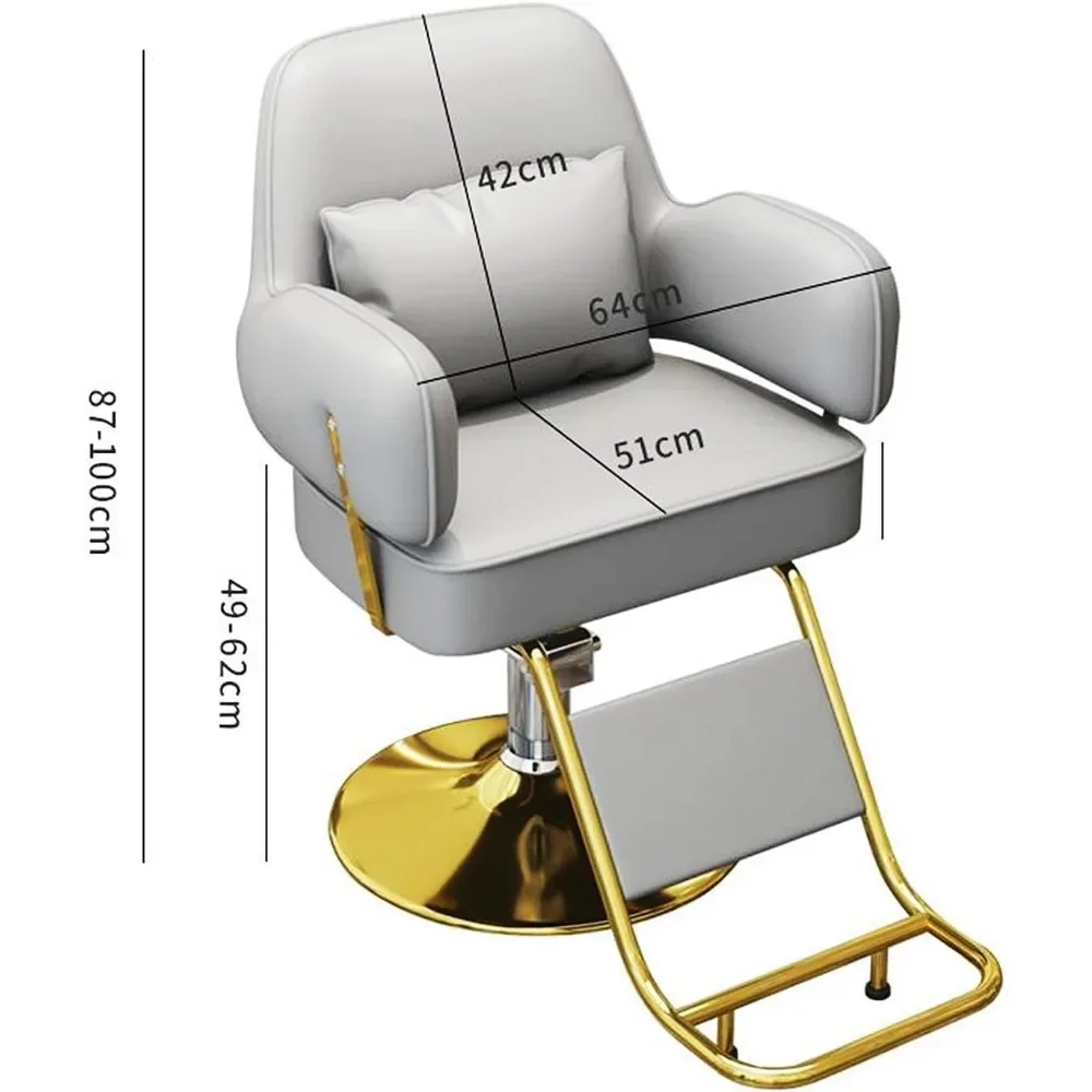 Cadeira de cabeleireiro hidráulica com encosto de cabeça ajustável, rolamento cadeiras giratórias, altura ajustável, Salon Chair, 360 °