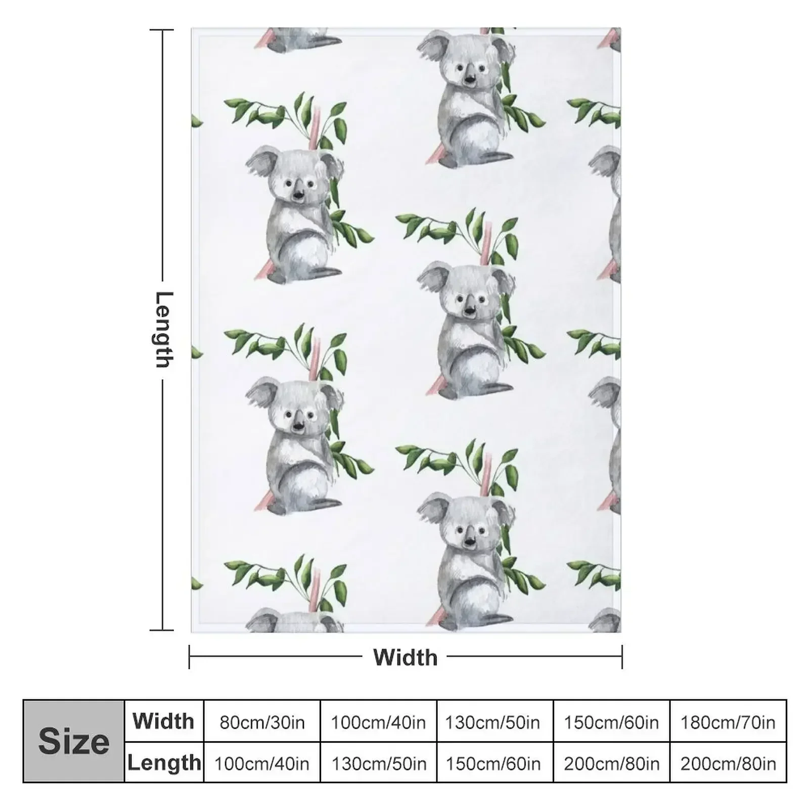 Australian Native Koala Bear Throw Blanket Camping Comforter Cute Plaid Hair Travel Soft Plush Plaid Blankets