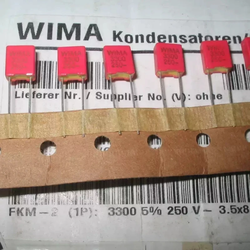 German Gold WIMA FKM 250V 3300P 332 3N3 Thin Film Capacitor 5MM